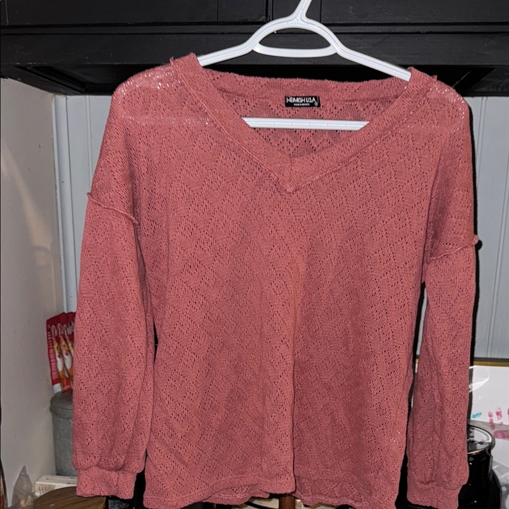 HEIMISH USA Pink V-Neck Sweater Cozy Knit